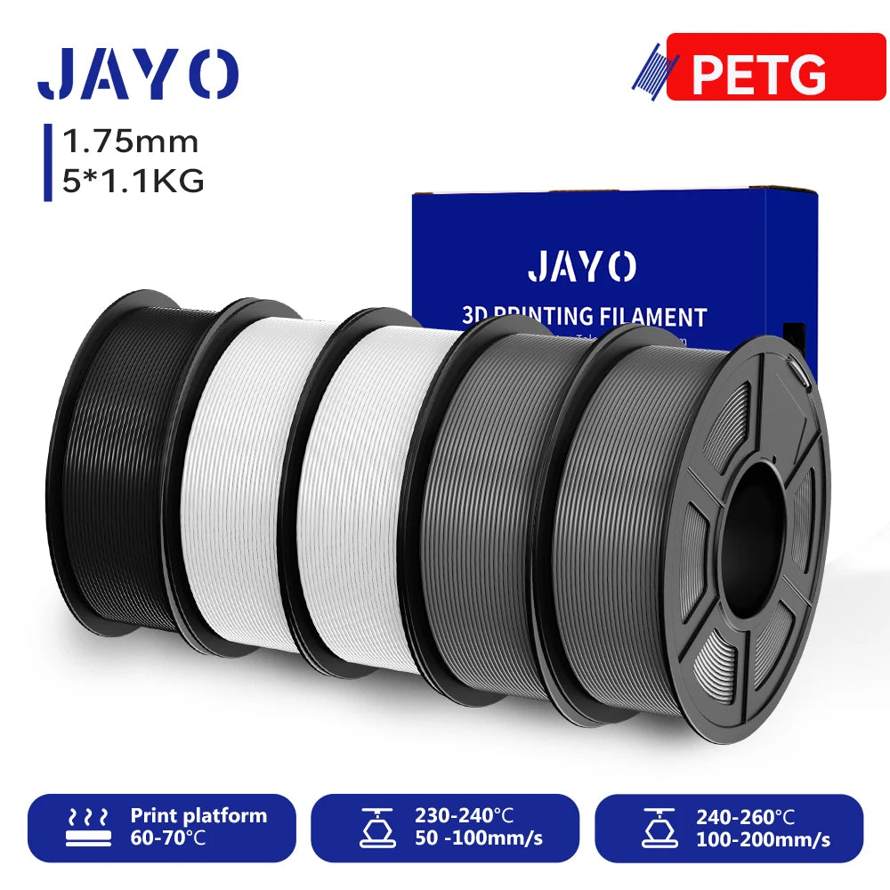 JAYO 5.5KG 3D PETG/PLA/PLA PLUS Printer Filament 1.75mm 100% No Bubble non-toxic 3D Printing Materials for 3D Printer & 3D Pen