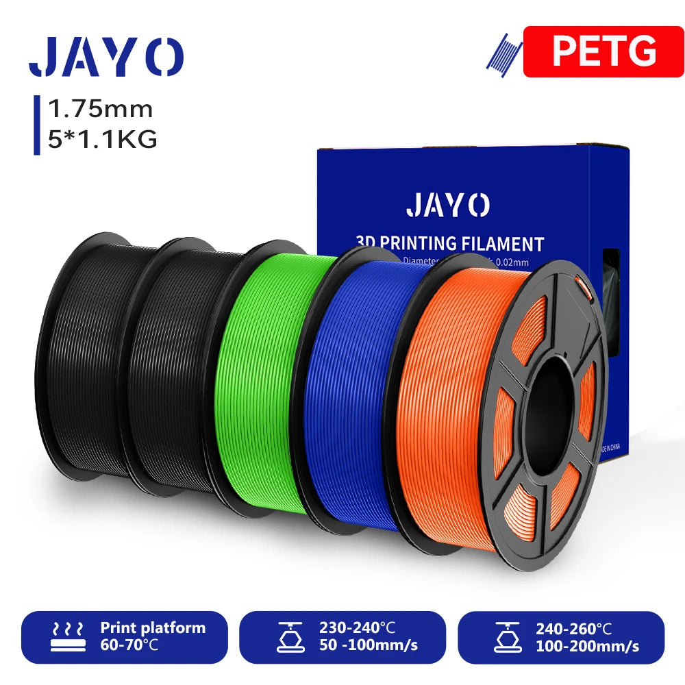 JAYO 5.5KG 3D PETG/PLA/PLA PLUS Printer Filament 1.75mm 100% No Bubble non-toxic 3D Printing Materials for 3D Printer & 3D Pen