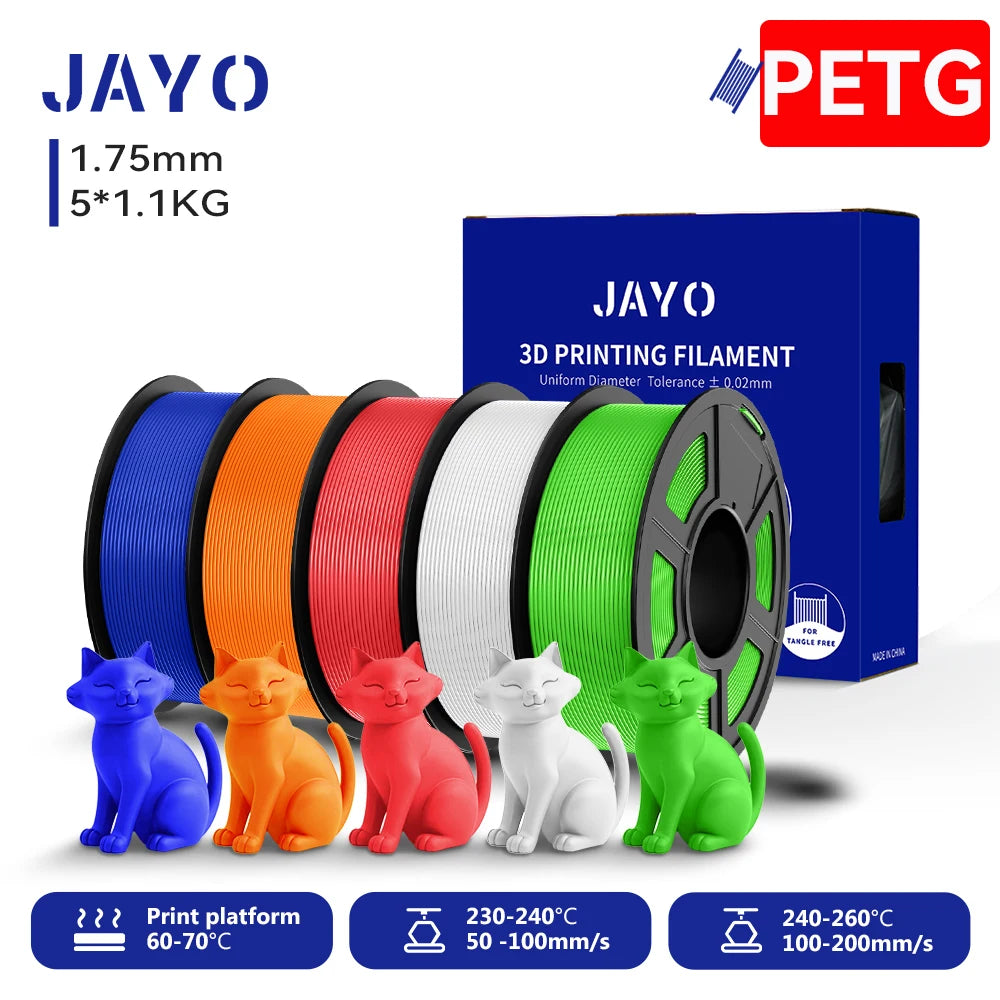 JAYO 5.5KG 3D PETG/PLA/PLA PLUS Printer Filament 1.75mm 100% No Bubble non-toxic 3D Printing Materials for 3D Printer & 3D Pen
