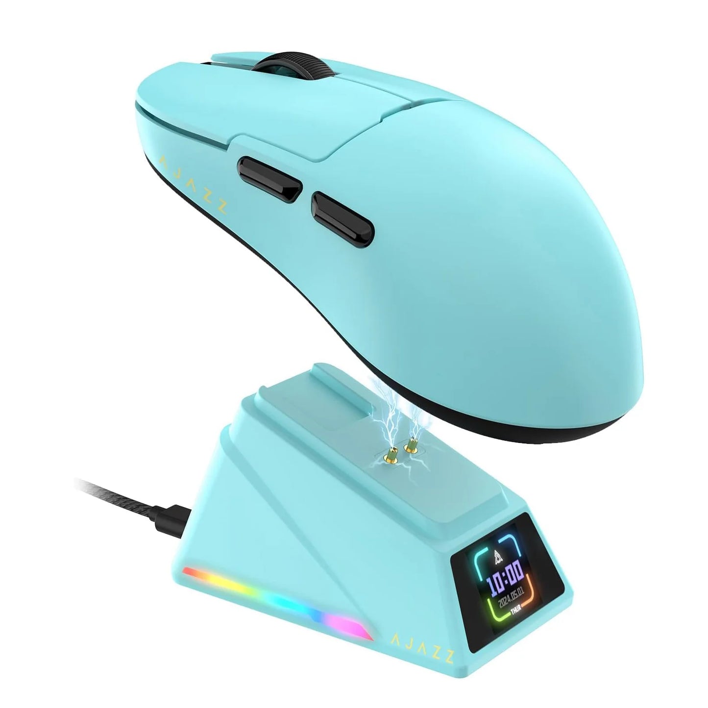 A.JAZZ AJ159APEX 8Khz Wireless Gaming Mouse Ultralight 56g with Magnetic Screen Charging Dock 42000DPI PAW3950 Sensor Tri Mode B