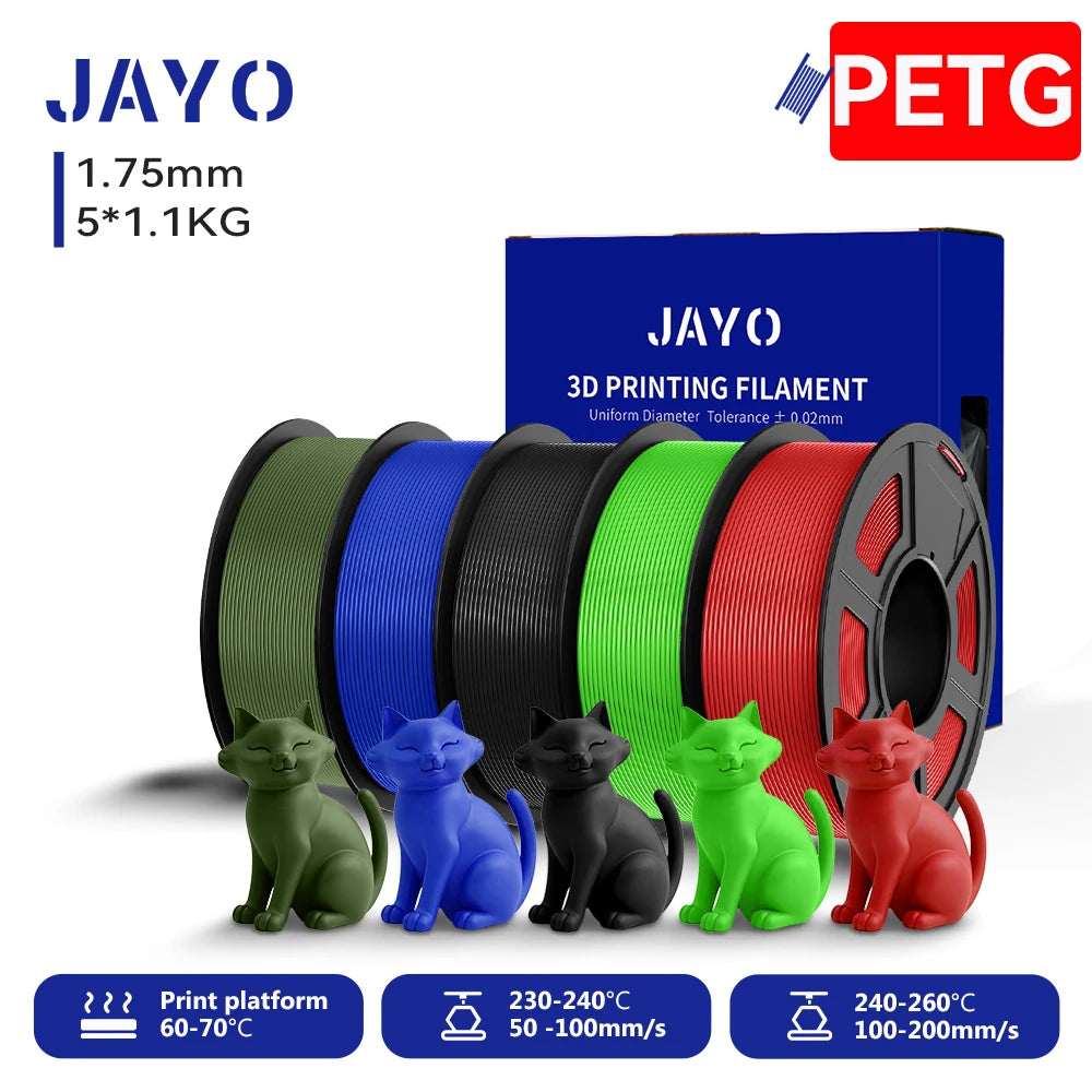 JAYO 5.5KG 3D PETG/PLA/PLA PLUS Printer Filament 1.75mm 100% No Bubble non-toxic 3D Printing Materials for 3D Printer & 3D Pen