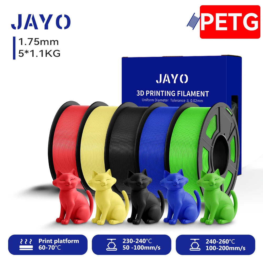 JAYO 5.5KG 3D PETG/PLA/PLA PLUS Printer Filament 1.75mm 100% No Bubble non-toxic 3D Printing Materials for 3D Printer & 3D Pen
