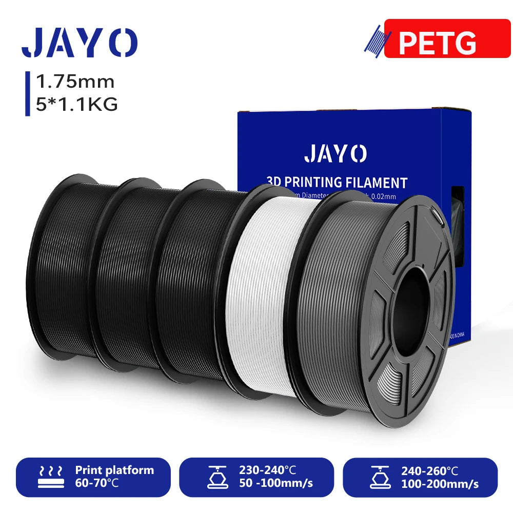 JAYO 5.5KG 3D PETG/PLA/PLA PLUS Printer Filament 1.75mm 100% No Bubble non-toxic 3D Printing Materials for 3D Printer & 3D Pen