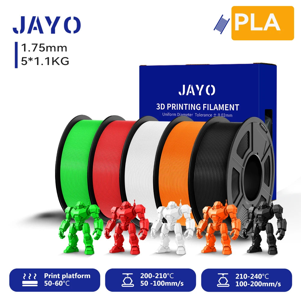 JAYO 5.5KG 3D PETG/PLA/PLA PLUS Printer Filament 1.75mm 100% No Bubble non-toxic 3D Printing Materials for 3D Printer & 3D Pen