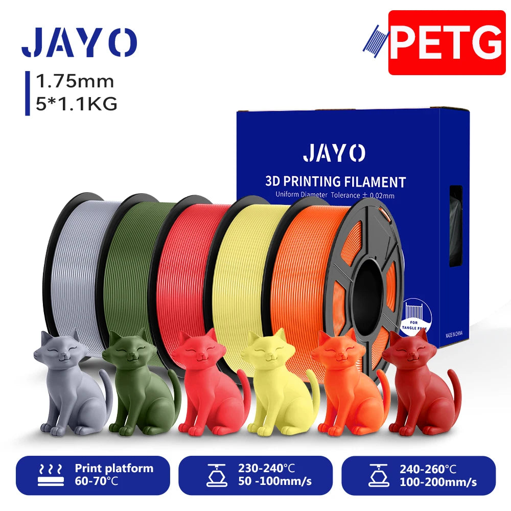 JAYO 5.5KG 3D PETG/PLA/PLA PLUS Printer Filament 1.75mm 100% No Bubble non-toxic 3D Printing Materials for 3D Printer & 3D Pen