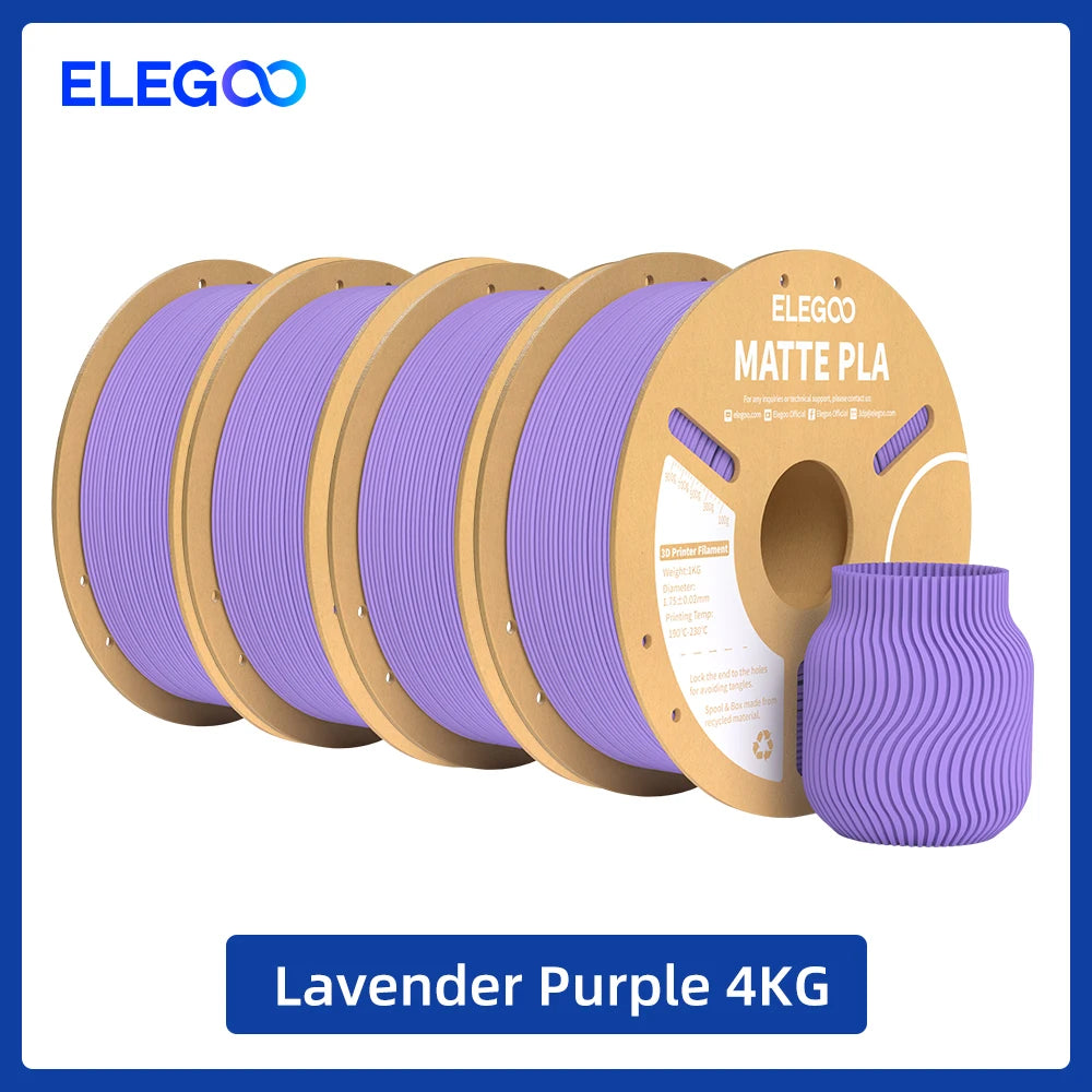 ELEGOO Matte Filament PLA 1KG for FDM 3D Printer PLA Elegoo 3D Printer Filament Dimensional Accuracy +/- 0.02mm