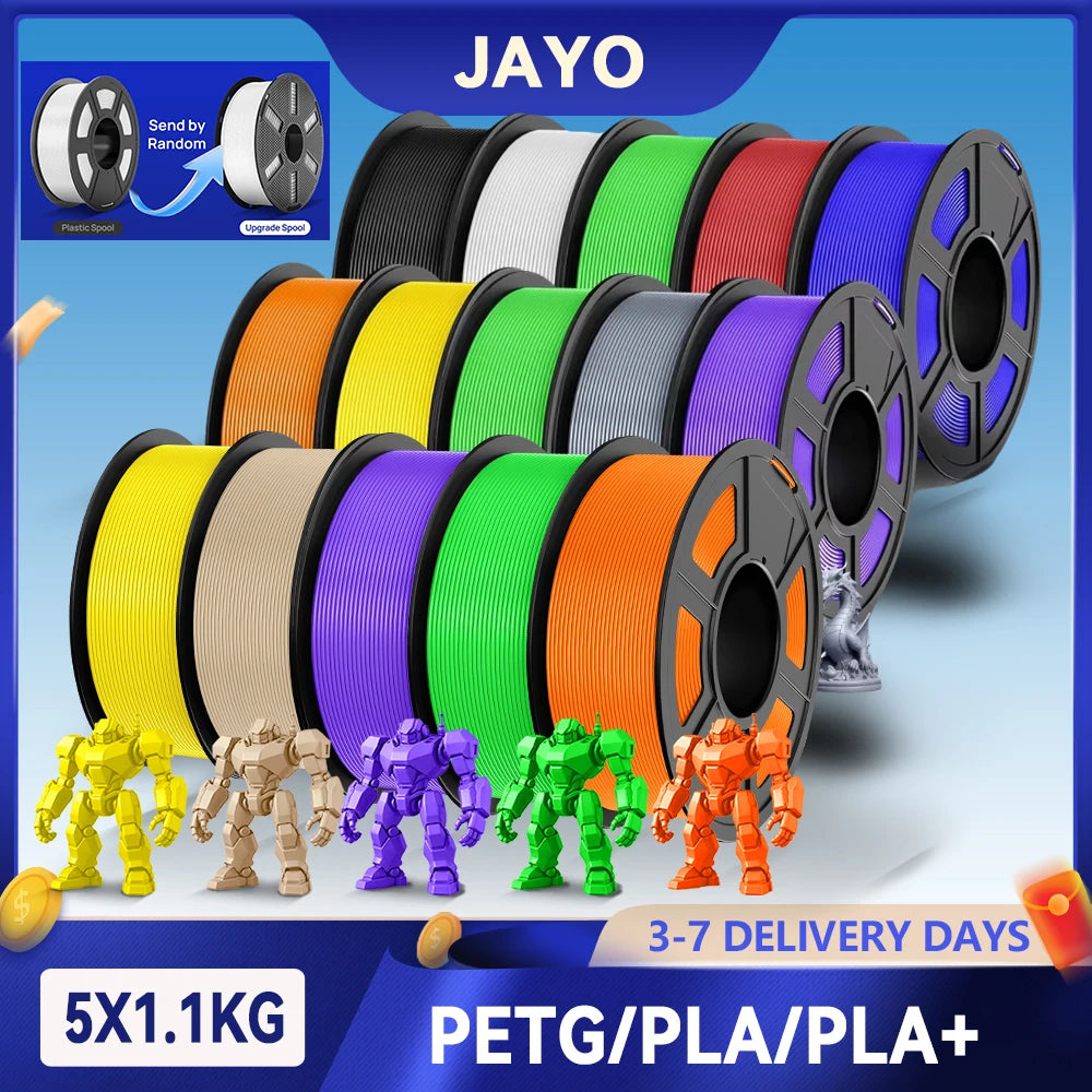 JAYO 5.5KG 3D PETG/PLA/PLA PLUS Printer Filament 1.75mm 100% No Bubble non-toxic 3D Printing Materials for 3D Printer & 3D Pen