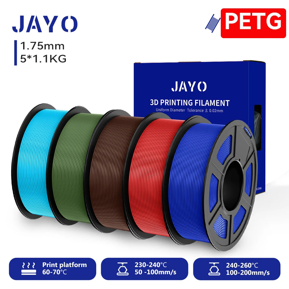 JAYO 5.5KG 3D PETG/PLA/PLA PLUS Printer Filament 1.75mm 100% No Bubble non-toxic 3D Printing Materials for 3D Printer & 3D Pen