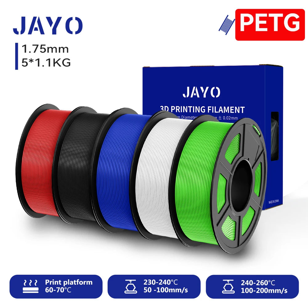 JAYO 5.5KG 3D PETG/PLA/PLA PLUS Printer Filament 1.75mm 100% No Bubble non-toxic 3D Printing Materials for 3D Printer & 3D Pen