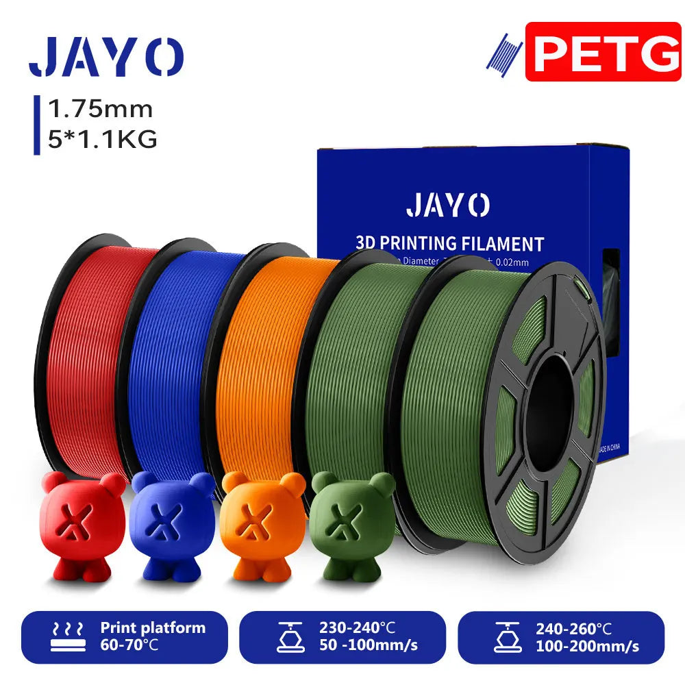 JAYO 5.5KG 3D PETG/PLA/PLA PLUS Printer Filament 1.75mm 100% No Bubble non-toxic 3D Printing Materials for 3D Printer & 3D Pen
