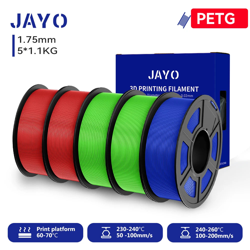JAYO 5.5KG 3D PETG/PLA/PLA PLUS Printer Filament 1.75mm 100% No Bubble non-toxic 3D Printing Materials for 3D Printer & 3D Pen