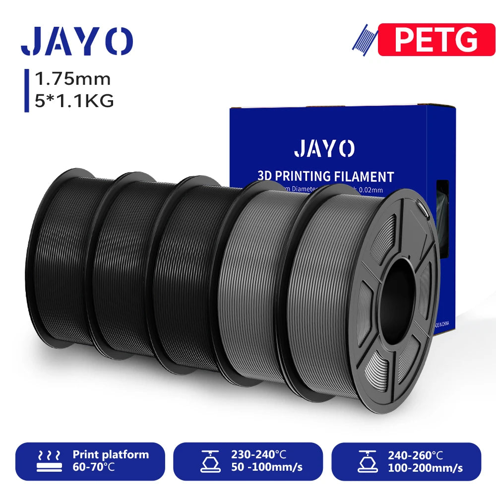 JAYO 5.5KG 3D PETG/PLA/PLA PLUS Printer Filament 1.75mm 100% No Bubble non-toxic 3D Printing Materials for 3D Printer & 3D Pen