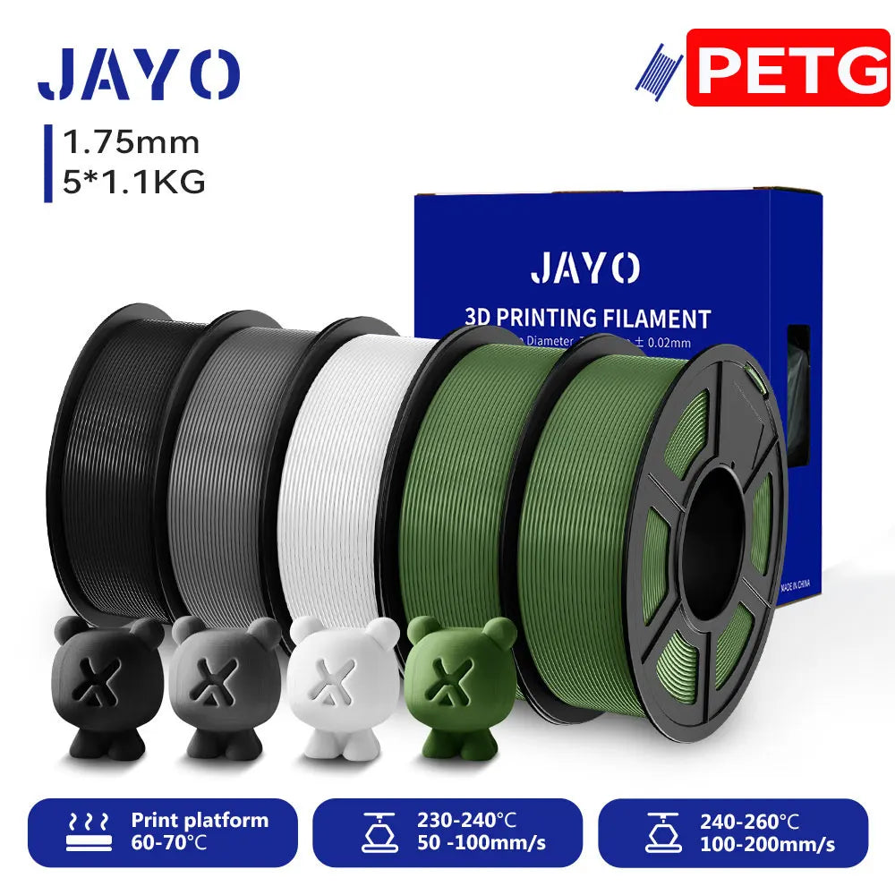JAYO 5.5KG 3D PETG/PLA/PLA PLUS Printer Filament 1.75mm 100% No Bubble non-toxic 3D Printing Materials for 3D Printer & 3D Pen